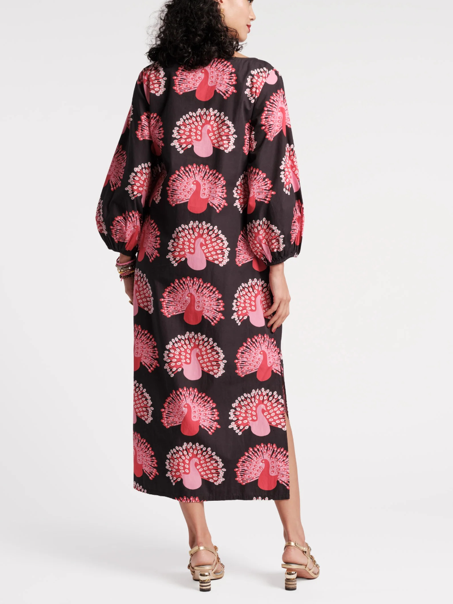 Multicolor Puff Sleeve Maxi Dress