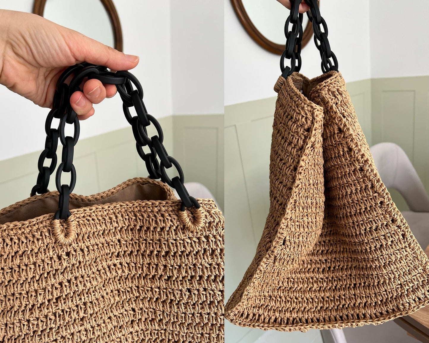 Handmade Paper Yarn Crochet Tote Bag