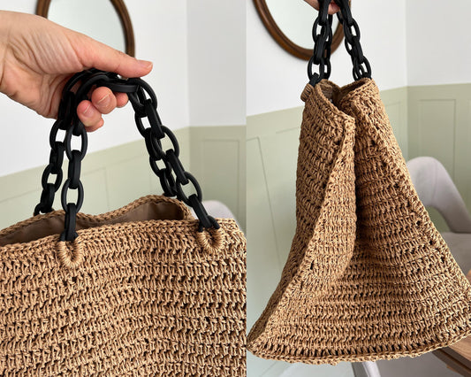 Handmade Paper Yarn Crochet Tote Bag