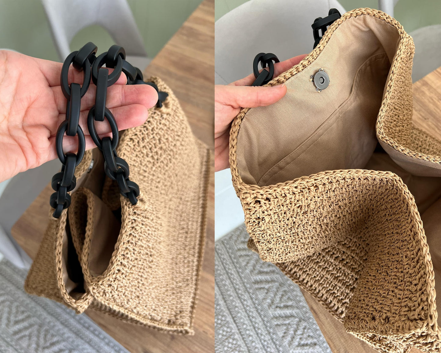 Handmade Paper Yarn Crochet Tote Bag