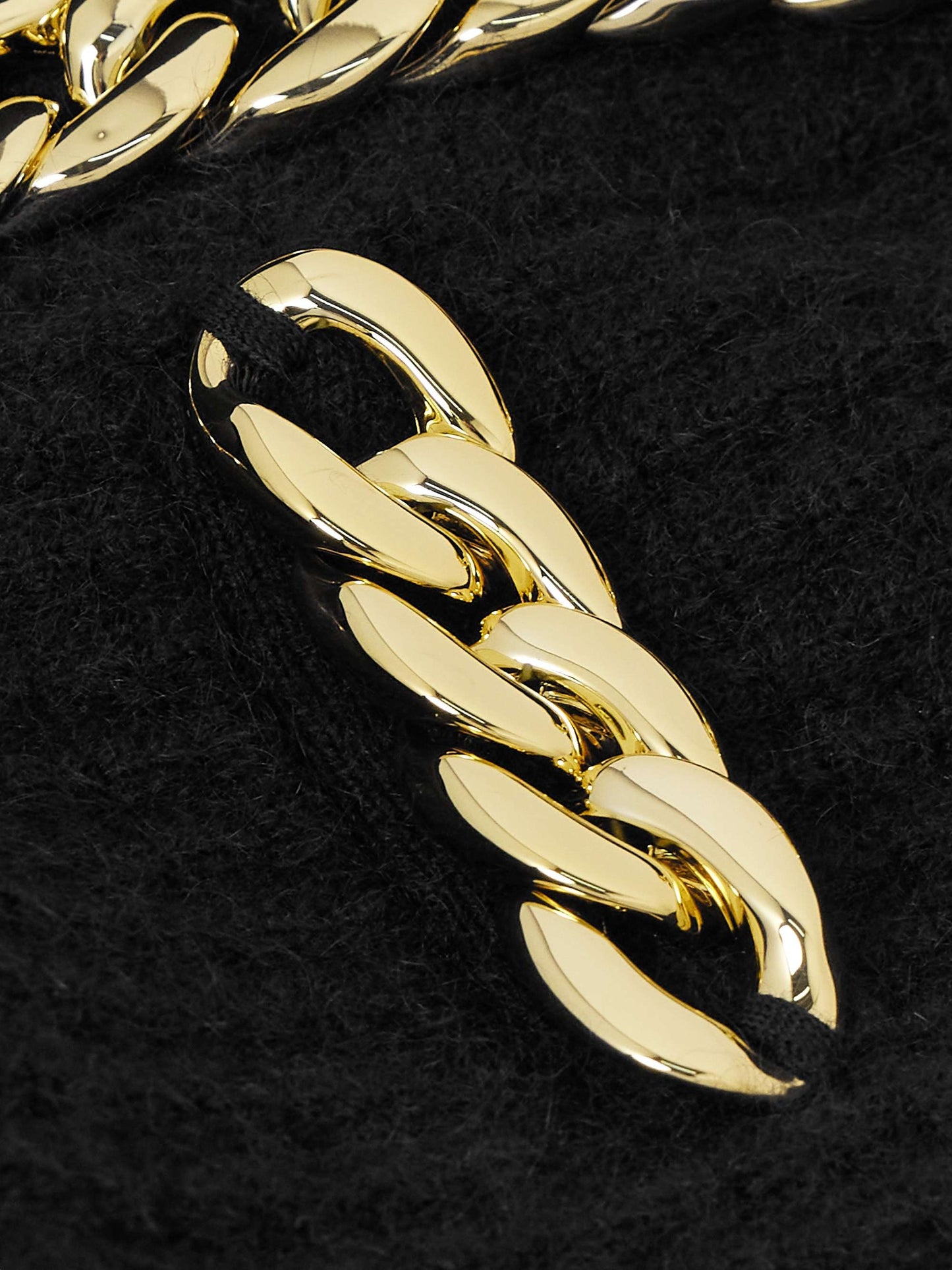 Chain-Embellished Waffle-Knit Cardigan